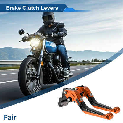 Short/Long Brake Clutch Levers 2 x for Kawasaki Versys 650 Orange Black