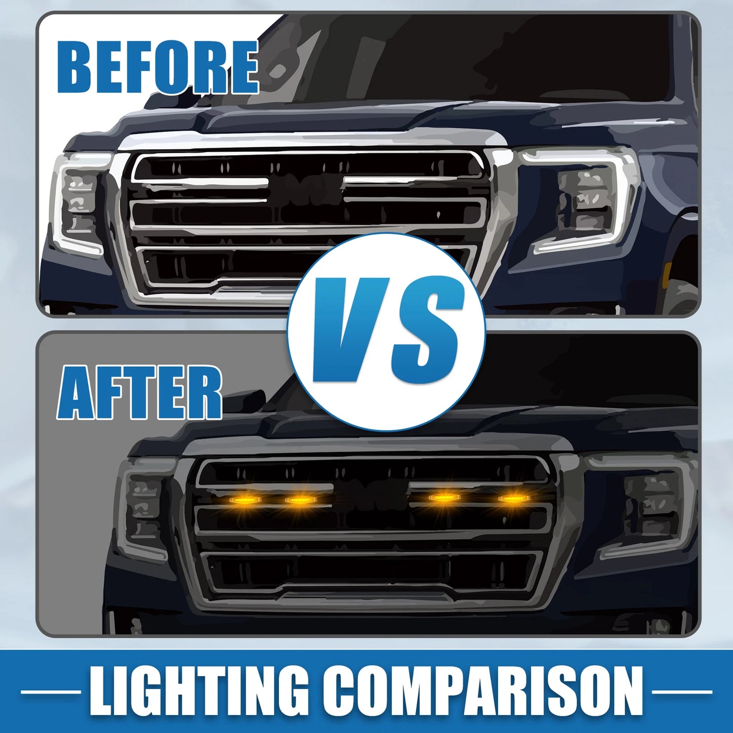 Front Grille LED Light Set for Toyota 4Runner TRD Pro (2017-2023) Amber Black