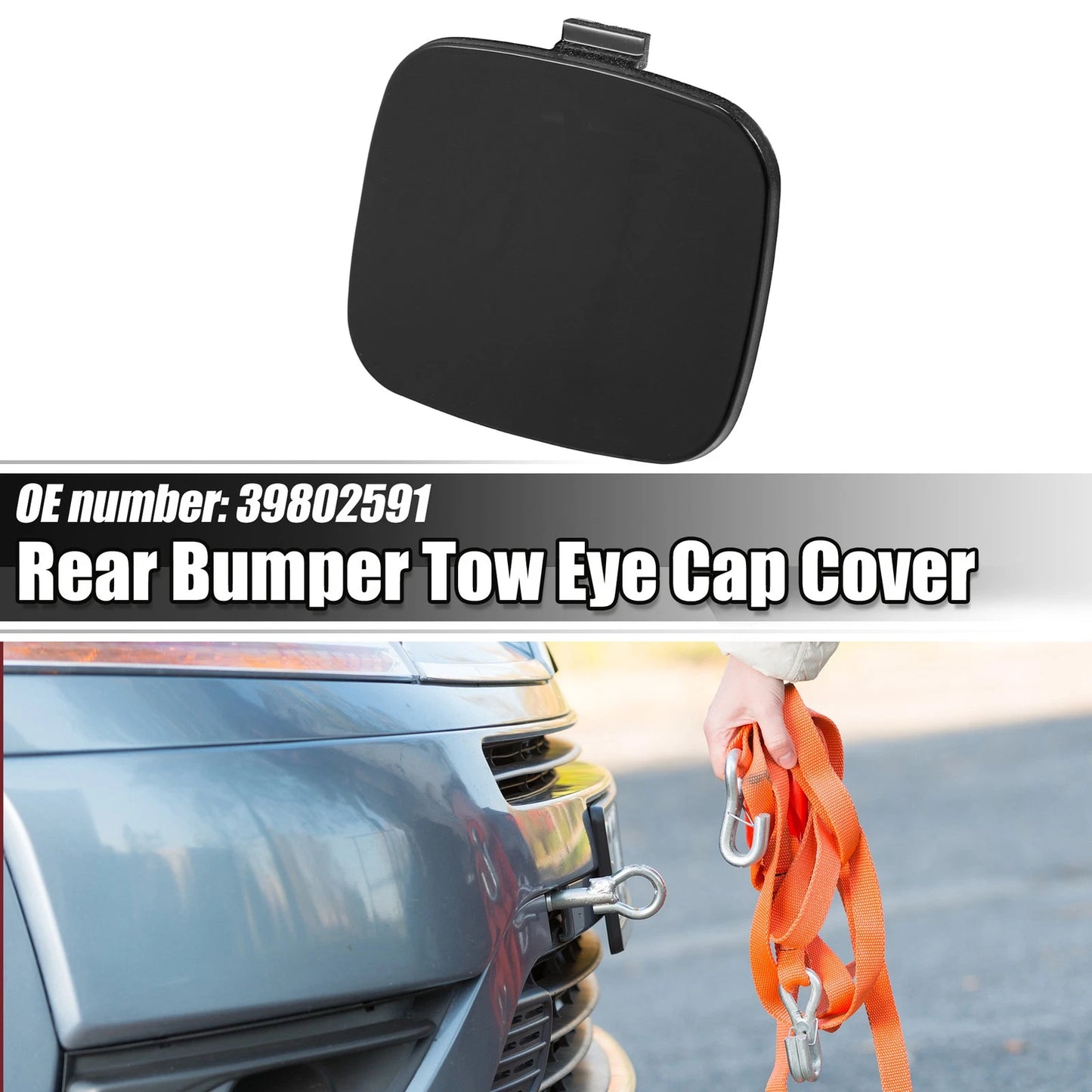 Rear Bumper Tow Hook Eye Cap Cover for Volvo S60 (2011-2018) Black