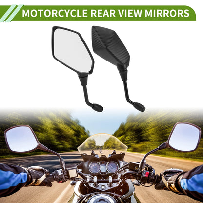 Rear View Mirror for M8 Motorcycle Carbon Fiber Pattern Black Aluminum Plastic