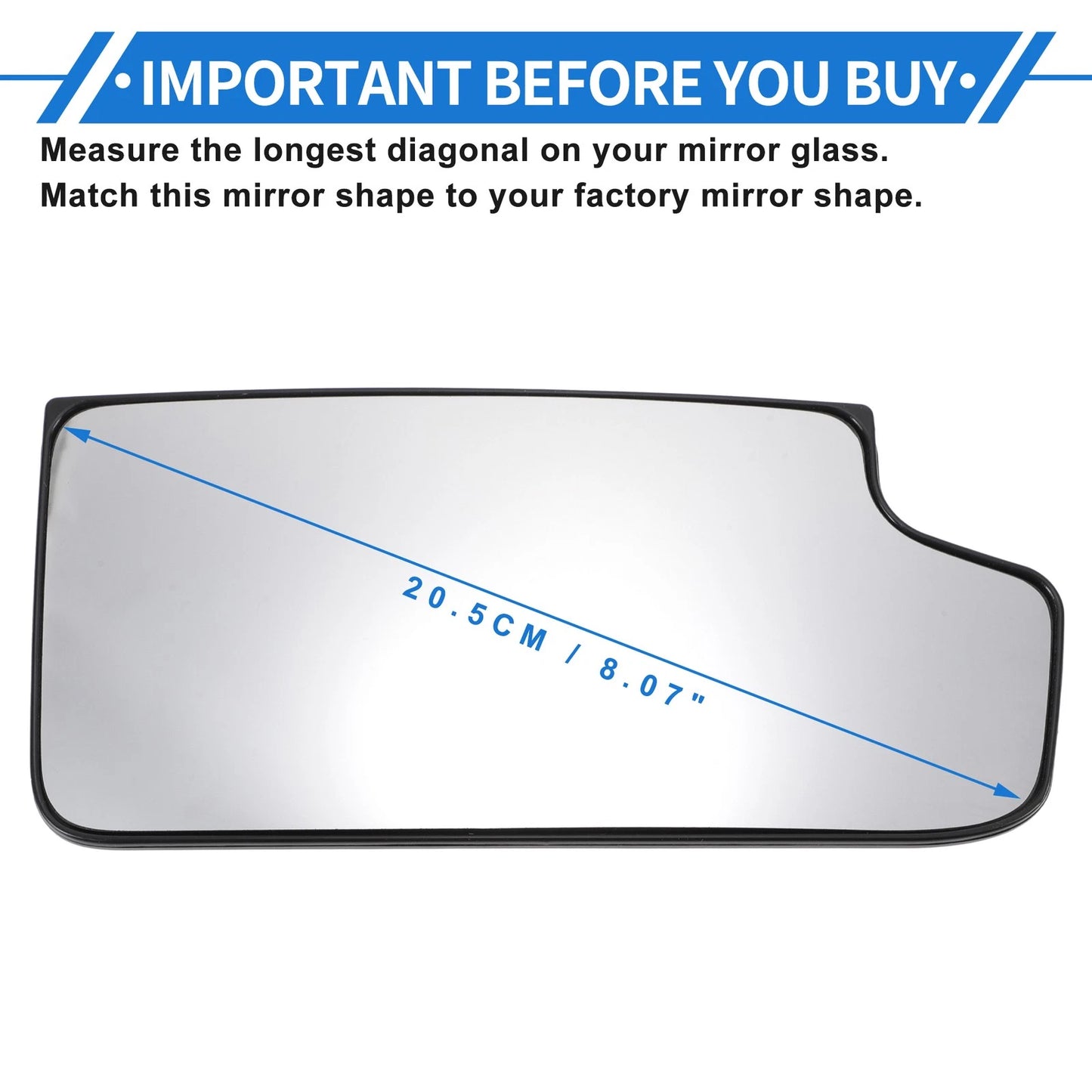 Lower Part Mirror Glass Heated Right Passenger Side for GMC