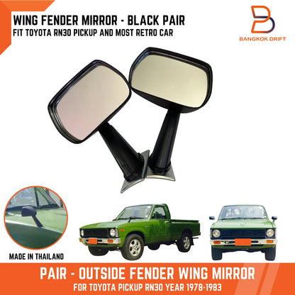Black Side Fender Wing Mirrors for Toyota Hilux Ute Pickup (78-83)
