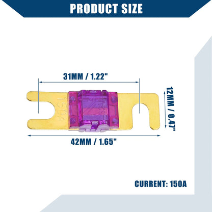 150A Mini ANL Fuses 5 Pcs for Car Motorcycle Gold Tone Purple