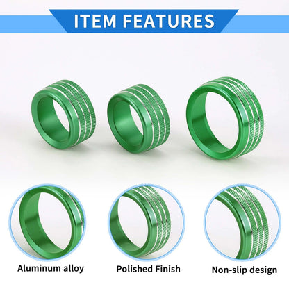 Tune Switch Knob Cover Ring 3 Pcs Green for Dodge Challenger (2015-2019)