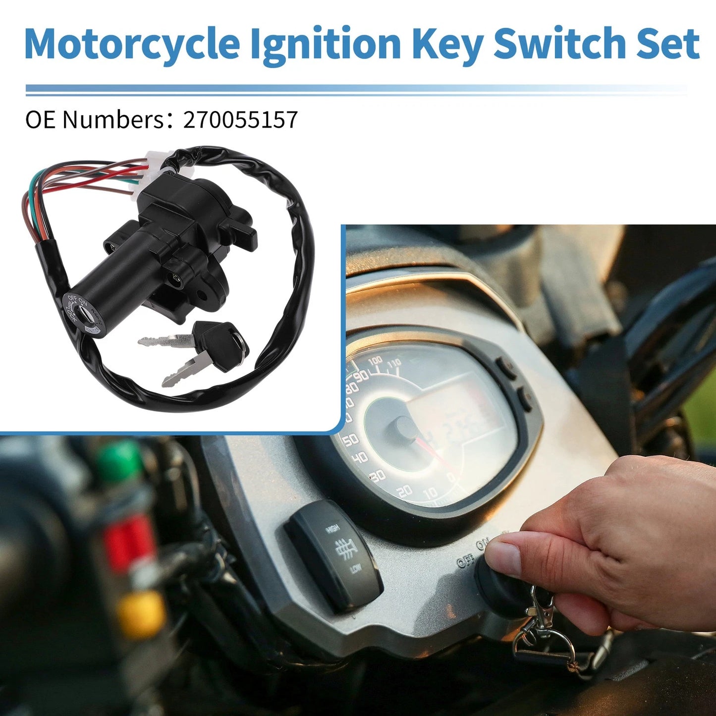 Ignition Key Switch 1 Set for Kawasaki EX250 Ninja 250 (2008–2014)