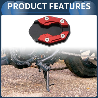 Side Stand Plate Pad with Wrench Aluminum Alloy Red 1 Set for Motorcycle