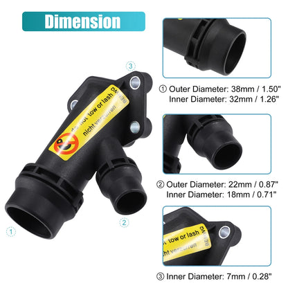 Engine Coolant Hose Connector for BMW E38 E39 E46 E65 E66 E67 (1995-2006)