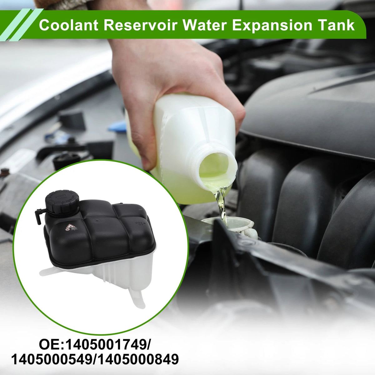 Coolant Expansion Overflow Tank with Cap for Mercedes-Benz 400SE (1992-1993)