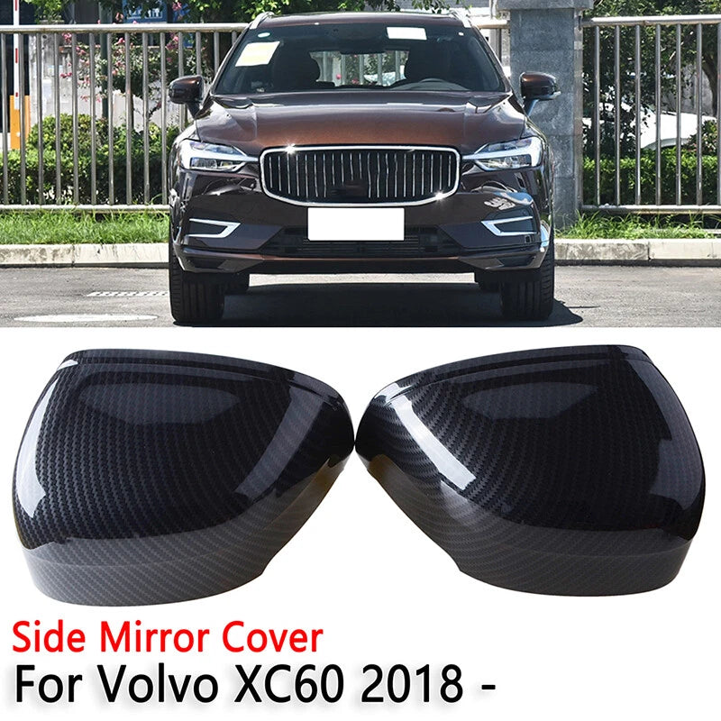 Carbon Fiber Look Side Door Mirror Cover Caps for Volvo XC60 (2018-2021)