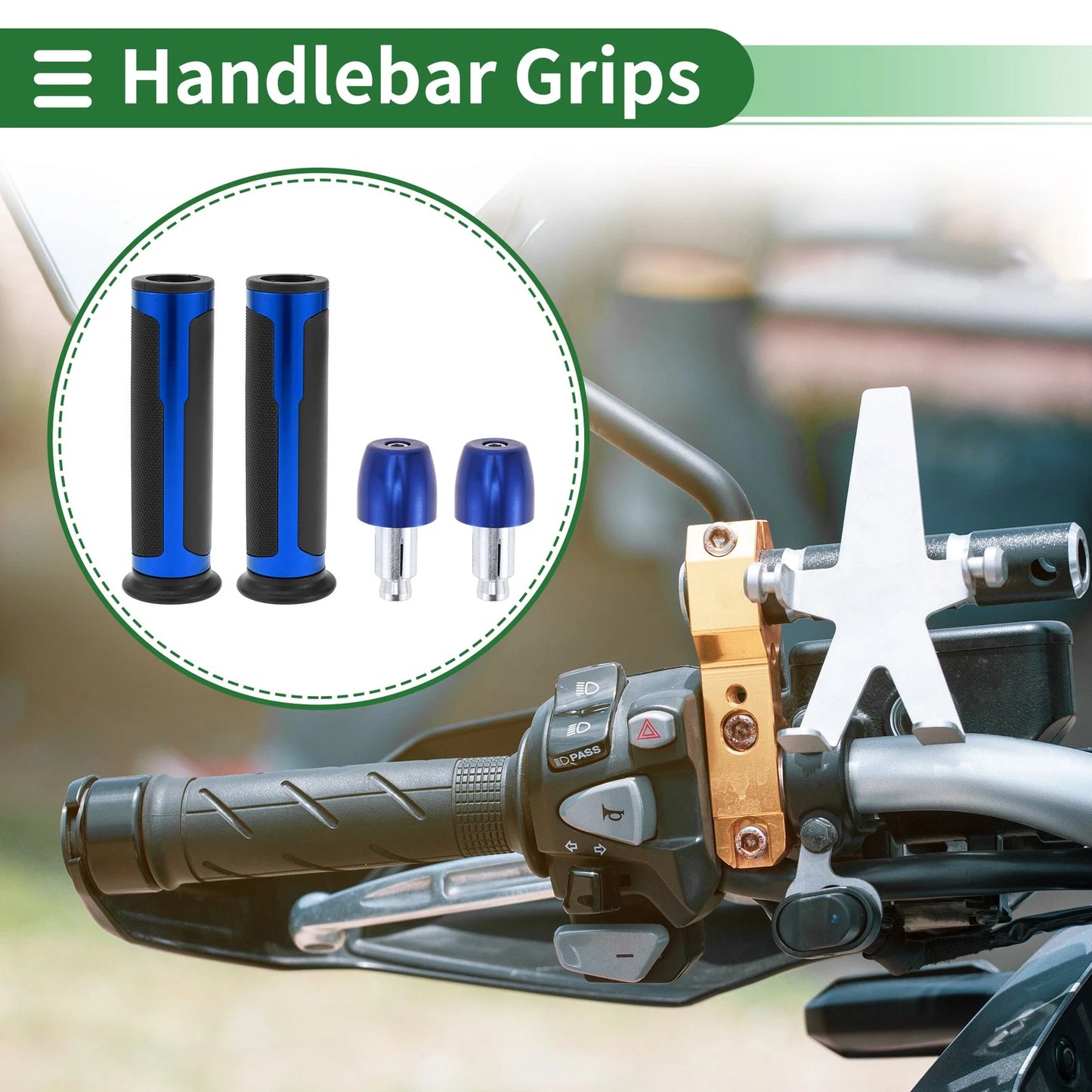 7/8" 22mm Motorcycle Hand Grips Rubber Blue