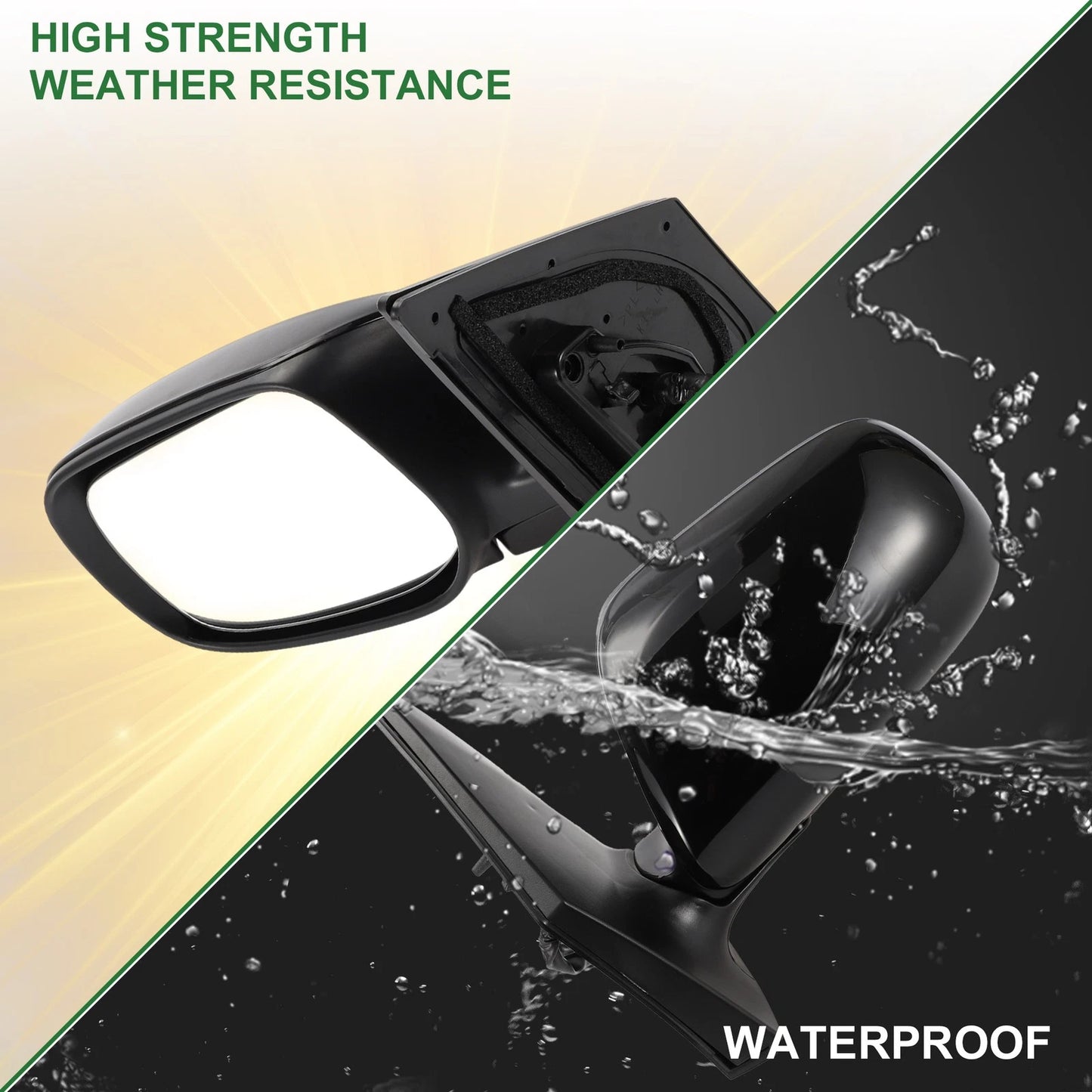 Left Side Door Mirror for Toyota Corolla Manual Folding Gloss Black (2014-2019)