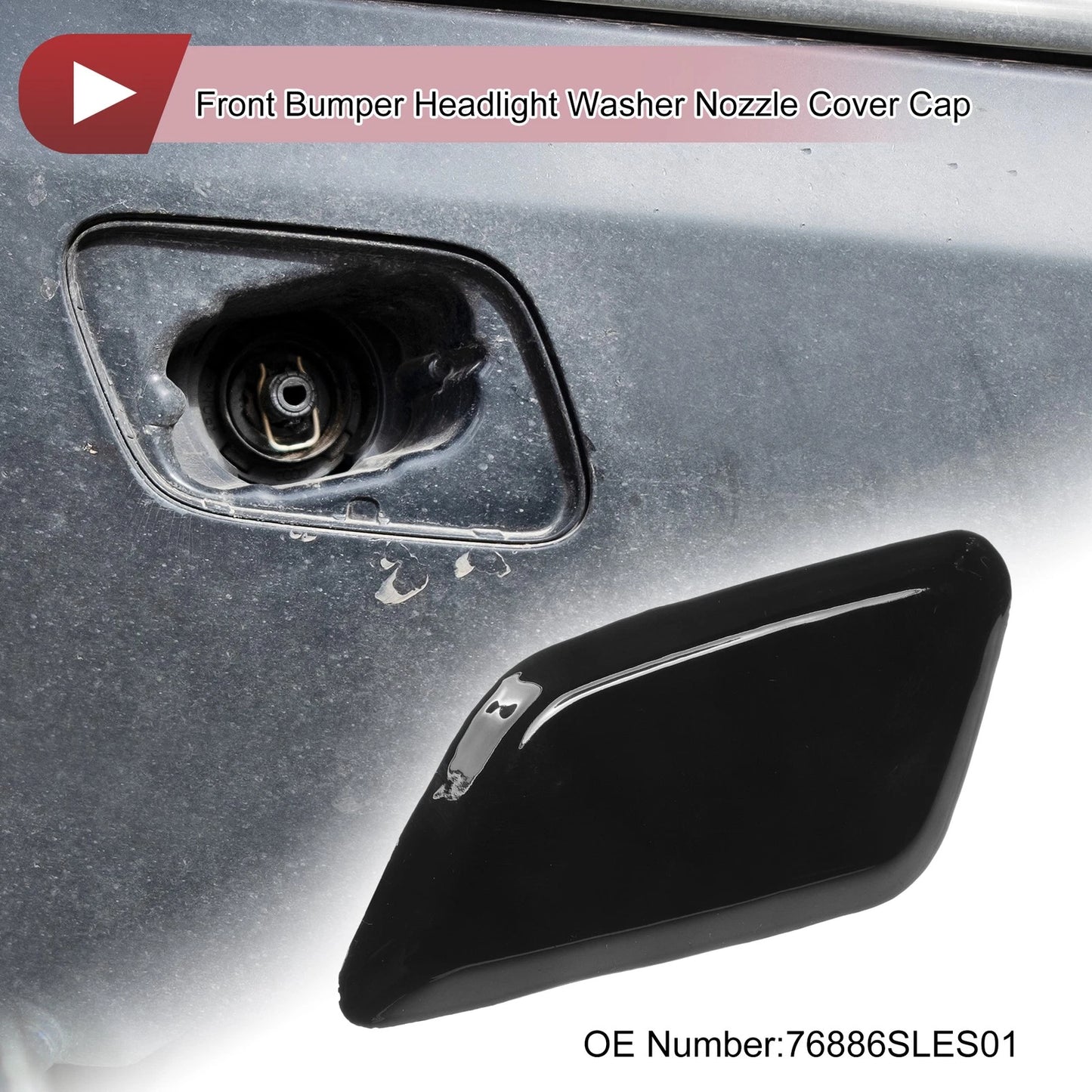 Front Left Washer Nozzle Cover for Honda Odyssey (2009-2014) Black 1 Pcs