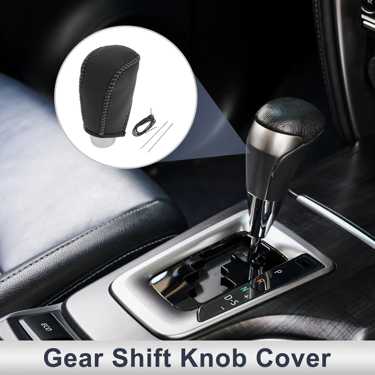 Black Grey Faux Leather Gear Shift Knob Cover for Toyota Corolla (2009-2013)
