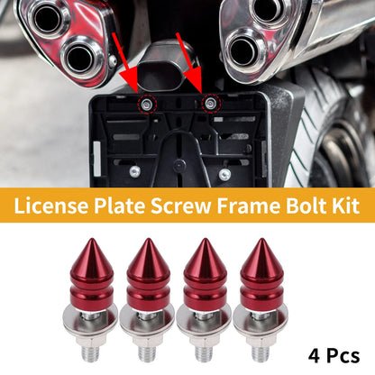 License Plate Screws Cover M6 45mm Red 4 Pcs for Universal Motorcycle