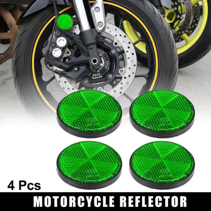 4pcs M6x1.0 Green Universal Screw Mount Round Warning Reflector for Motorcycle