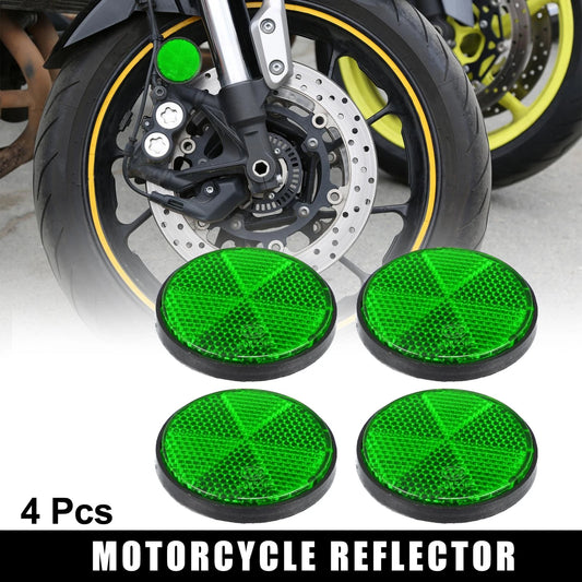 4pcs M6x1.0 Green Universal Screw Mount Round Warning Reflector for Motorcycle