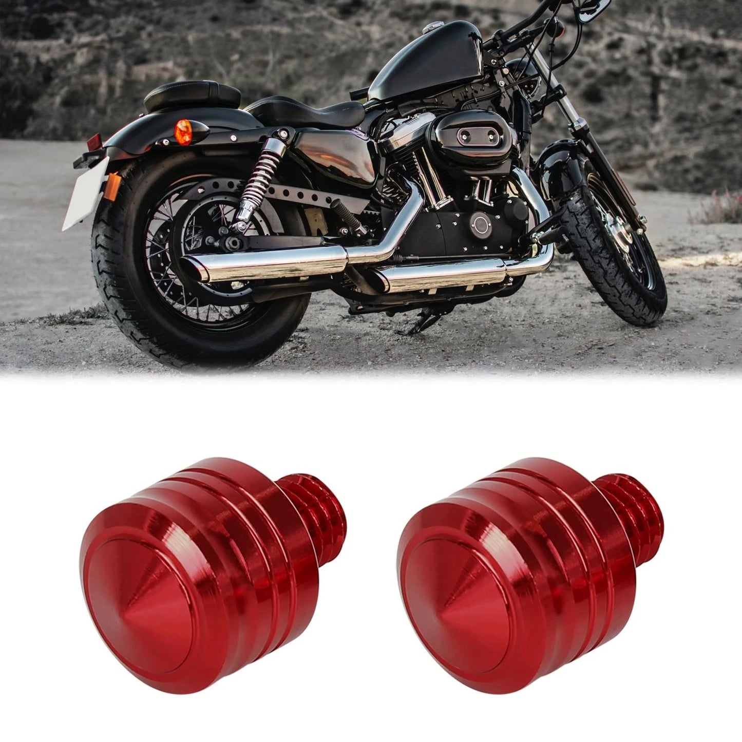2 x 8mm Red Mirror Hole Plugs for Motorbike Motorcycle
