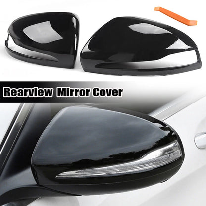 2 x Mirror Cover Caps Gloss Black for Benz C E GLC Class (2016-2020)