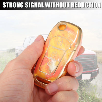 Key Fob Remote Control Cover 3 Button TPU Shell Orange for Ford F150 (2015-2018)