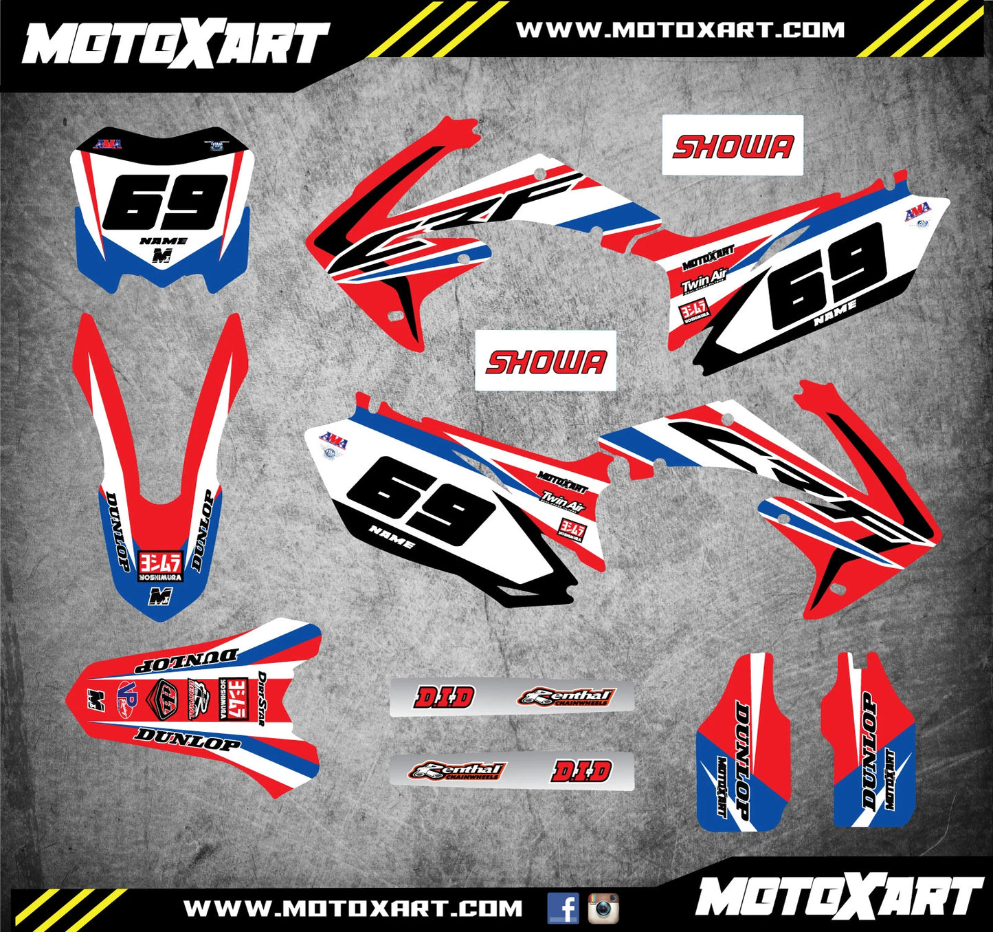 Custom Graphic Kit for Honda CRF 450 (2009-2012) - SLEEK Style Stickers