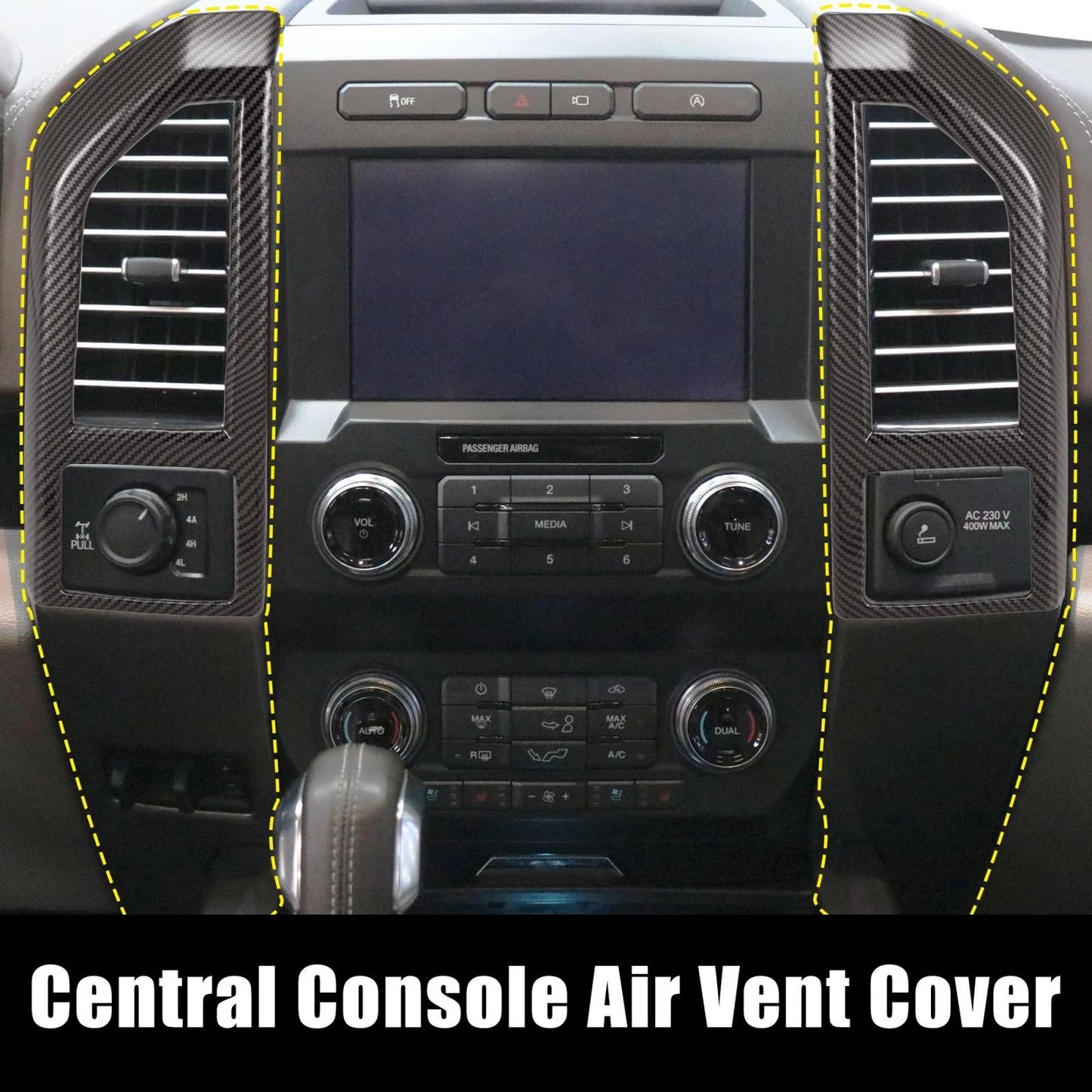 Carbon Fiber Central Console Air Vent Covers for Ford F-150 (2015-2019)