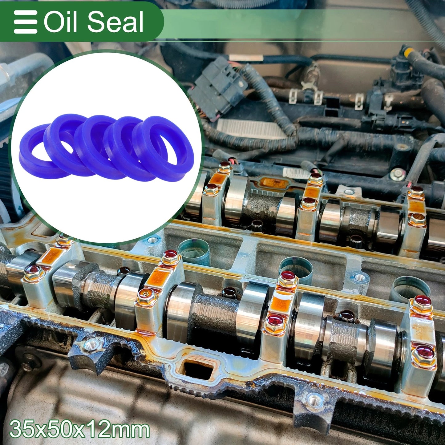 Oil Seal 35x50x12mm TPU Rotary Shaft Seal High Pressure Blue 5 Pcs