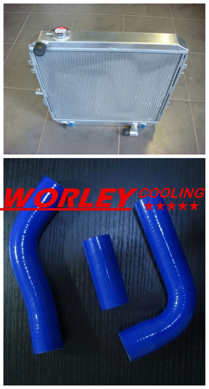 44mm Aluminum Radiator & Blue Hoses for Toyota Hilux LN106 LN111 (1988-1997)