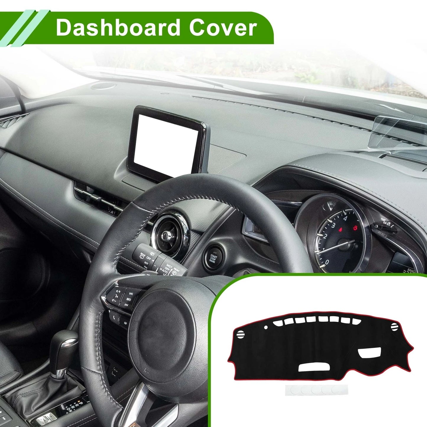 Dash Cover Mat for Mazda CX-3 (2016-2022) Sun Protector Pad Black Red