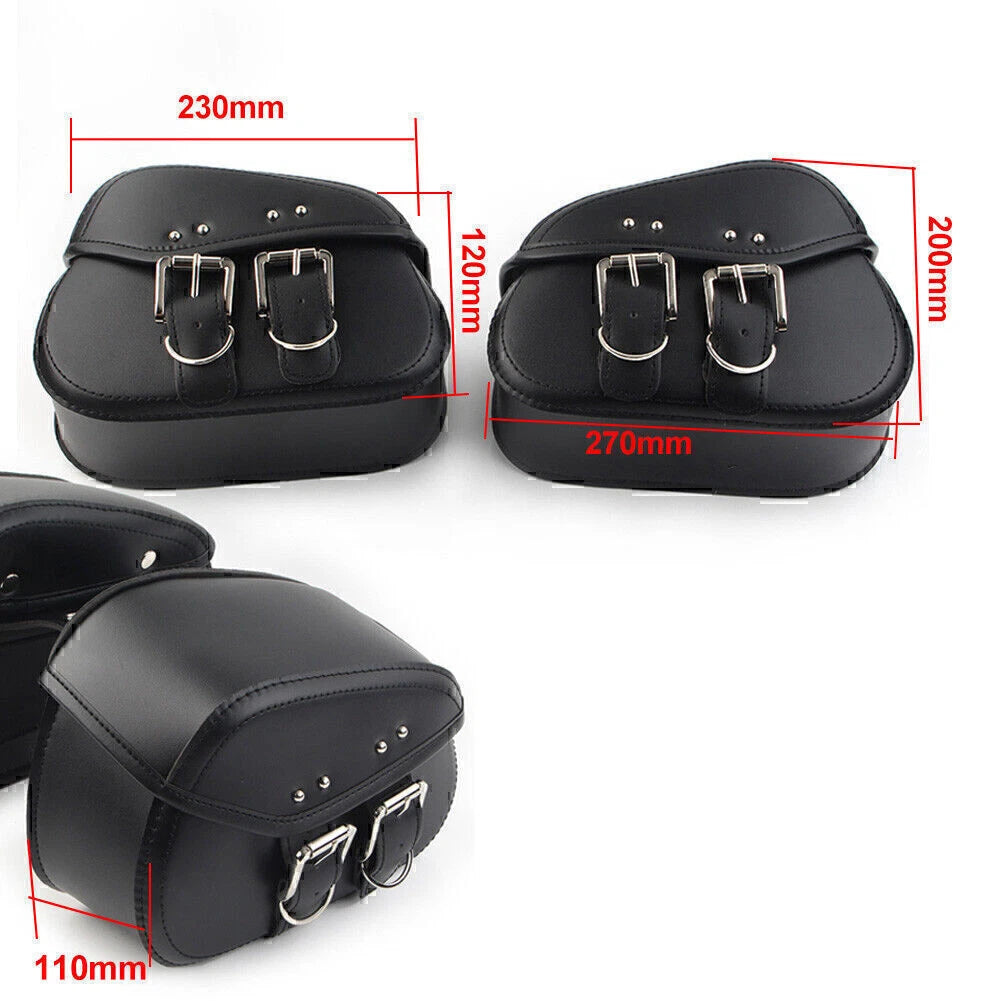 Black PU Leather Saddle Bags for Sportster Dyna Motorcycle
