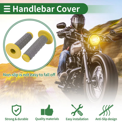 7/8" 22mm Hand Grips Cover Rubber Yellow for Motorcycle