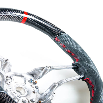 Carbon Leather Red Steering Wheel for Porsche 911, 718, Boxster, Cayman, Macan (2016-2023)