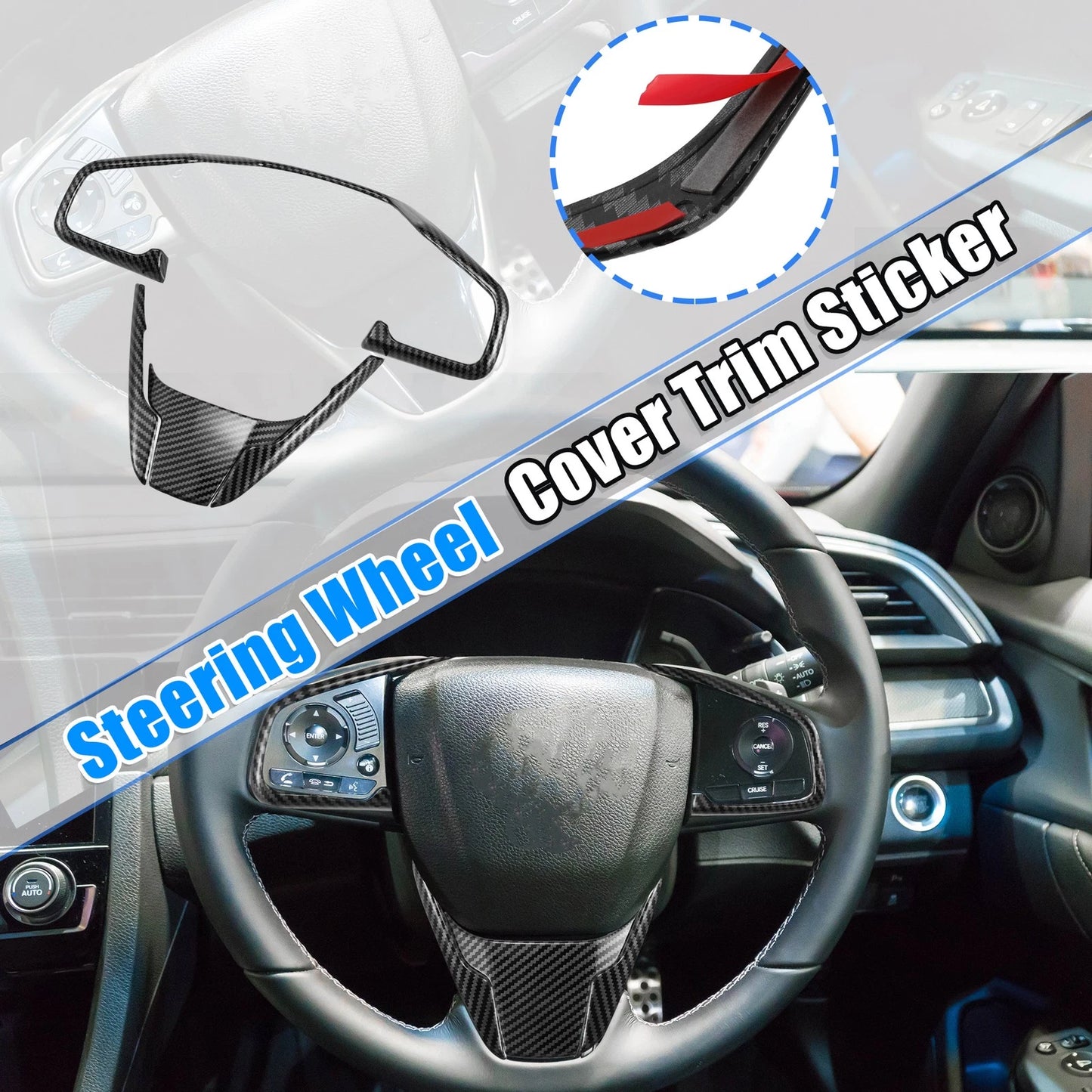 Carbon Fiber Black Steering Wheel Cover for Honda Civic (2016-2021)