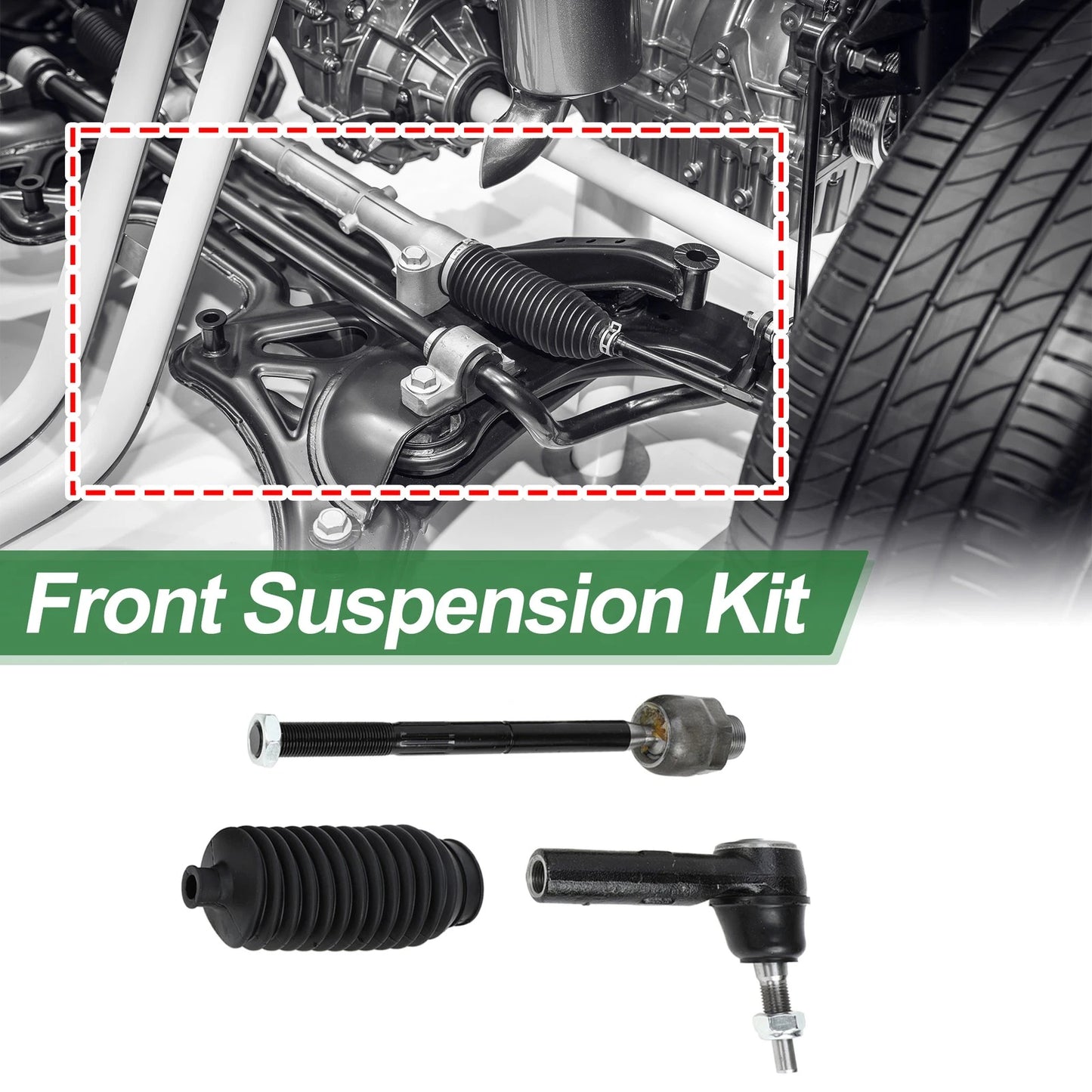 6 x Front Suspension Kit Inner Outer Tie Rod End with Boot for Dodge Dakota
