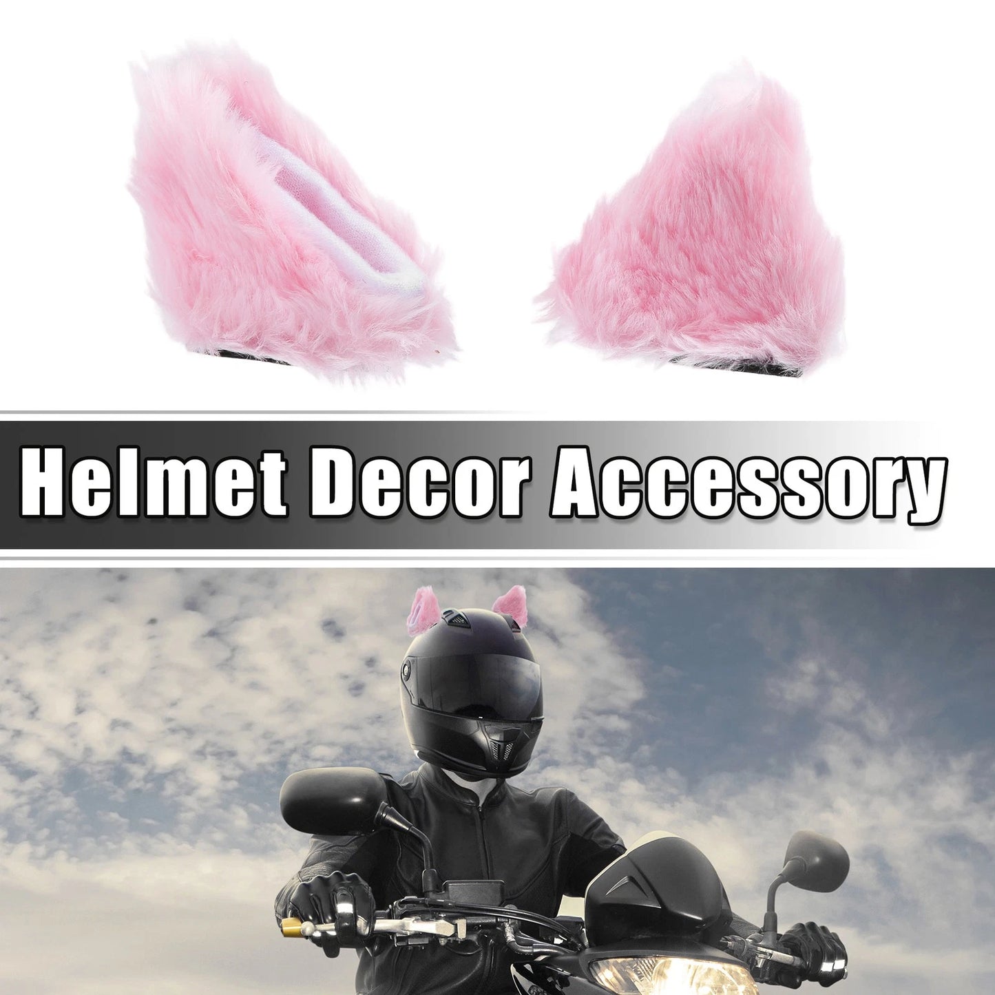 1 Pair Plush Cat Ears Shape Helmet Decoration for Bicycle Motorcycle