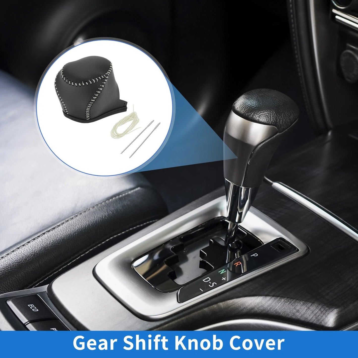 Gear Shift Knob Cover for Toyota CH-R 2017-2021 Black Beige Faux Leather