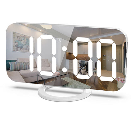 LED Digital Alarm Clock Mirror Display with Snooze for Bedroom Wall