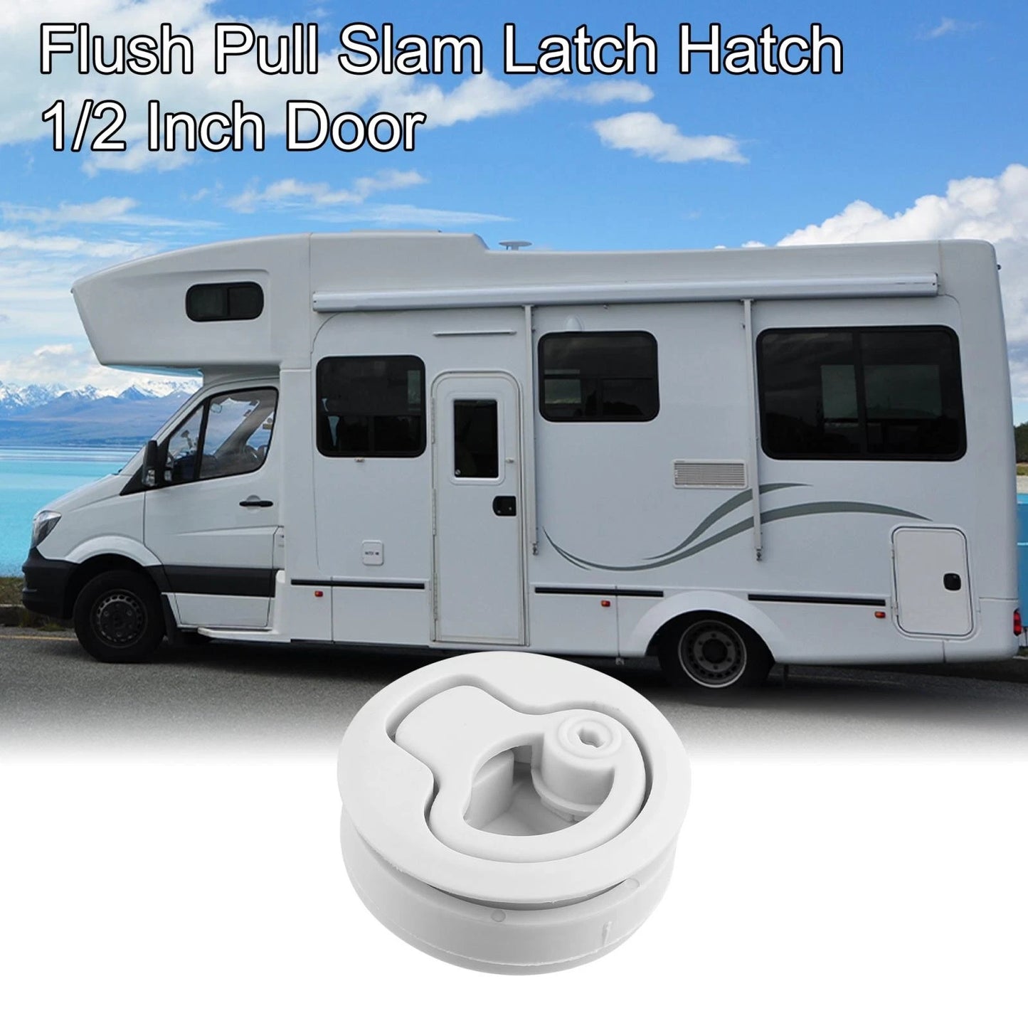 2 x Round Flush Pull Slam Latch Hatch with Key Beige for RV Marine Boat Deck