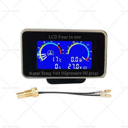 4-in-1 Car LCD Digital Oil Pressure Voltage Water Temp Fuel Gauge