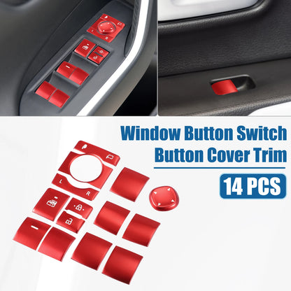 14 Pcs Window Switch Button Cover Trim for Toyota RAV4 (2019-2022) Aluminum Red