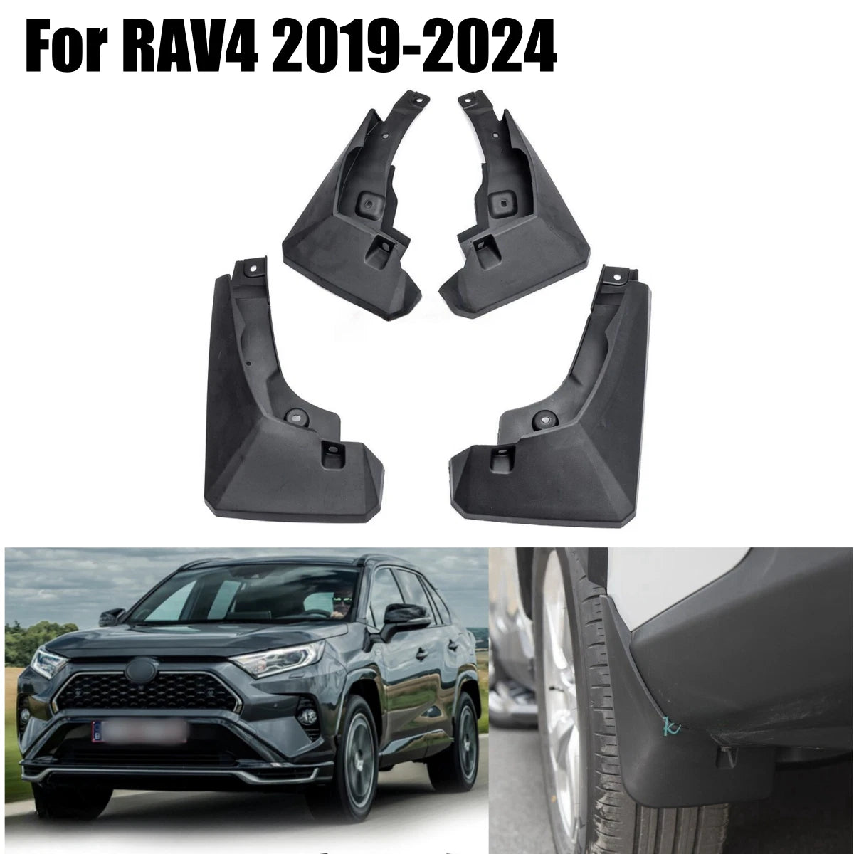 4Pcs Splash Guard Mud Flaps Mudguard Fender for Toyota RAV4 (2019–2024)