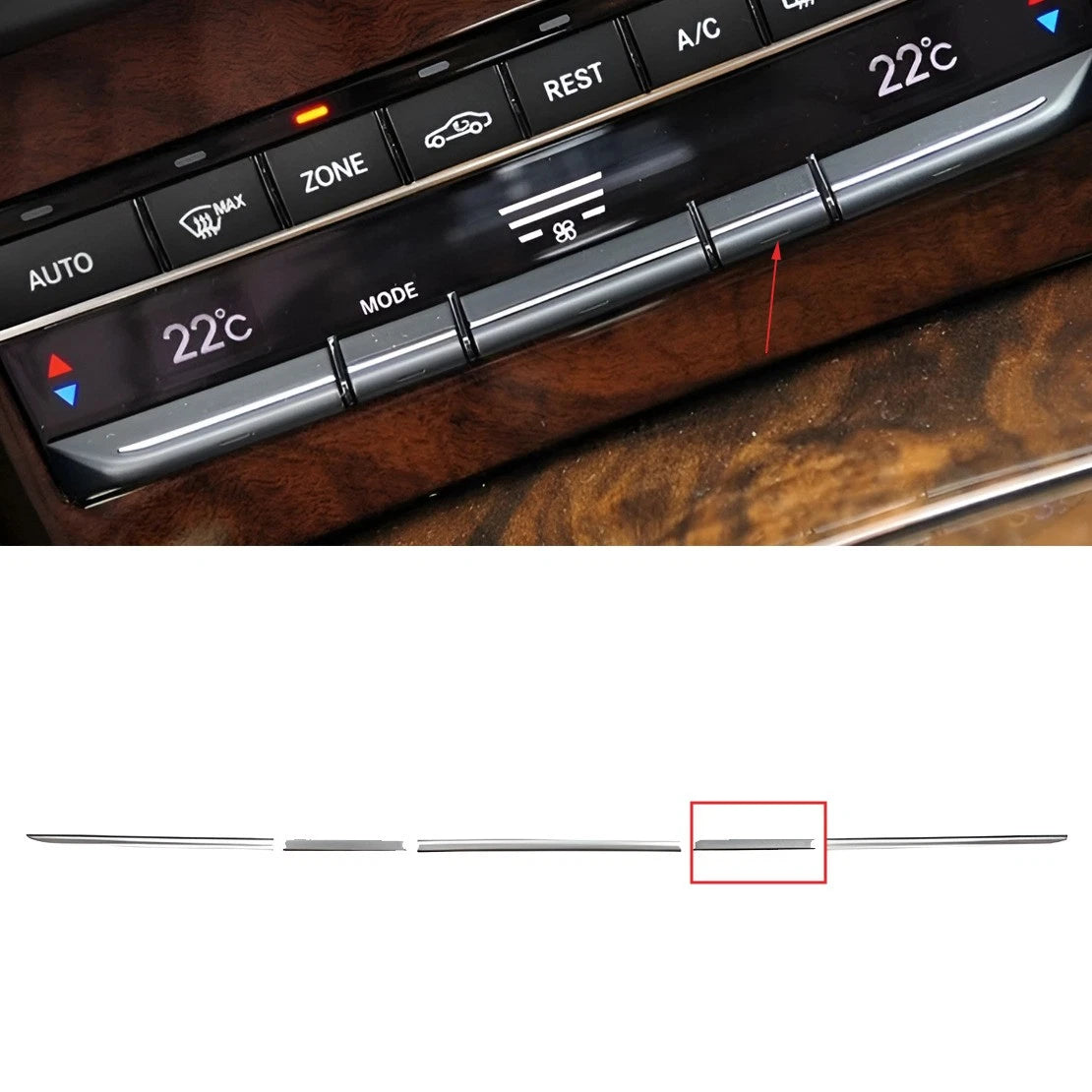 A/C Medium Switch Button Trim Strip for Mercedes E-Class W212 (2008-2014)