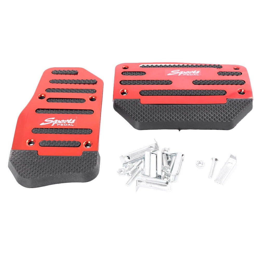 Aluminum Anti-Slip Manual Brake Footrests for Auto Sport Pedals - Red