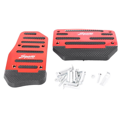 Aluminum Anti-Slip Manual Brake Footrests for Auto Sport Pedals - Red