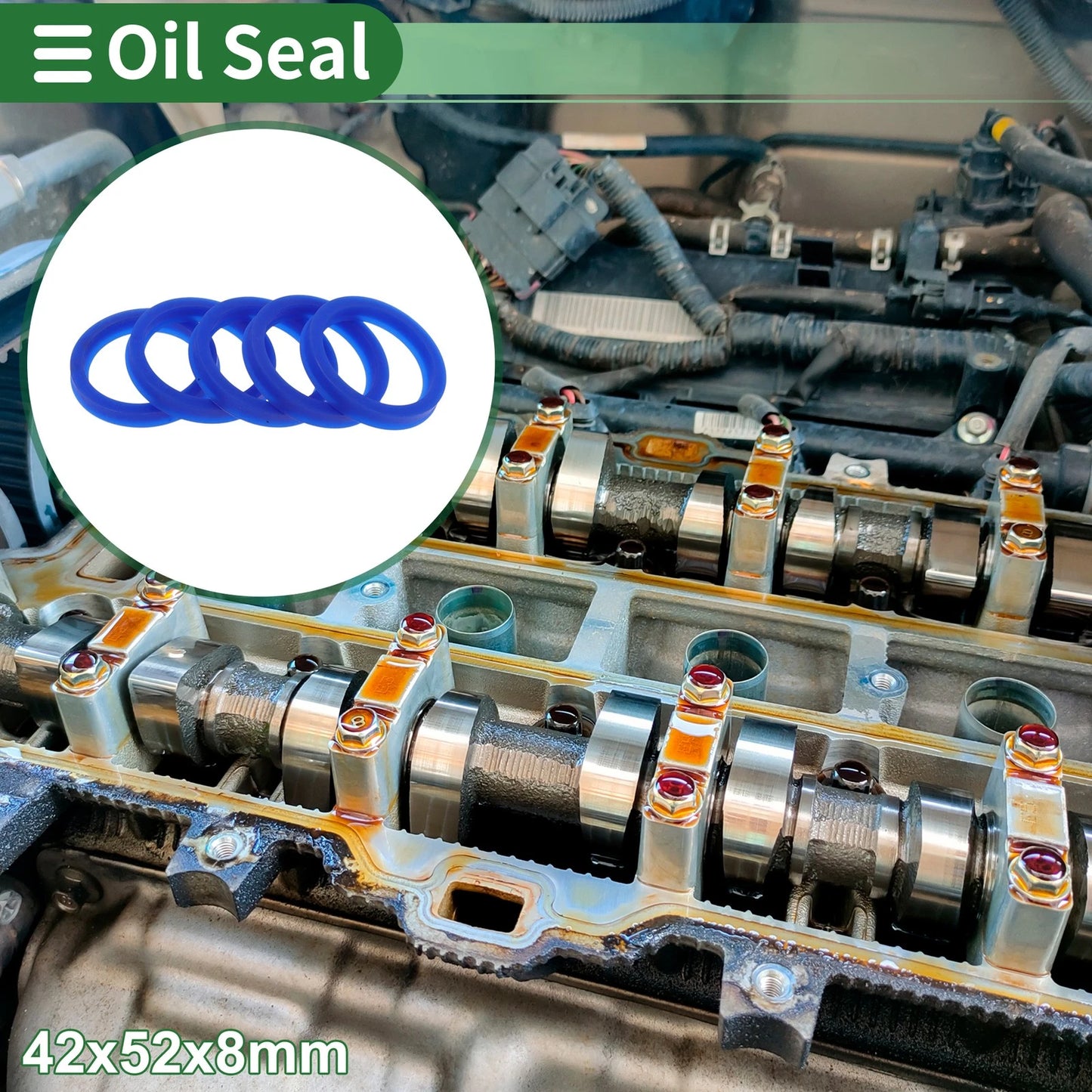 Oil Seal Rotary Shaft Seal TPU 42x52x8mm High Pressure Blue 5 Pcs for Make Model