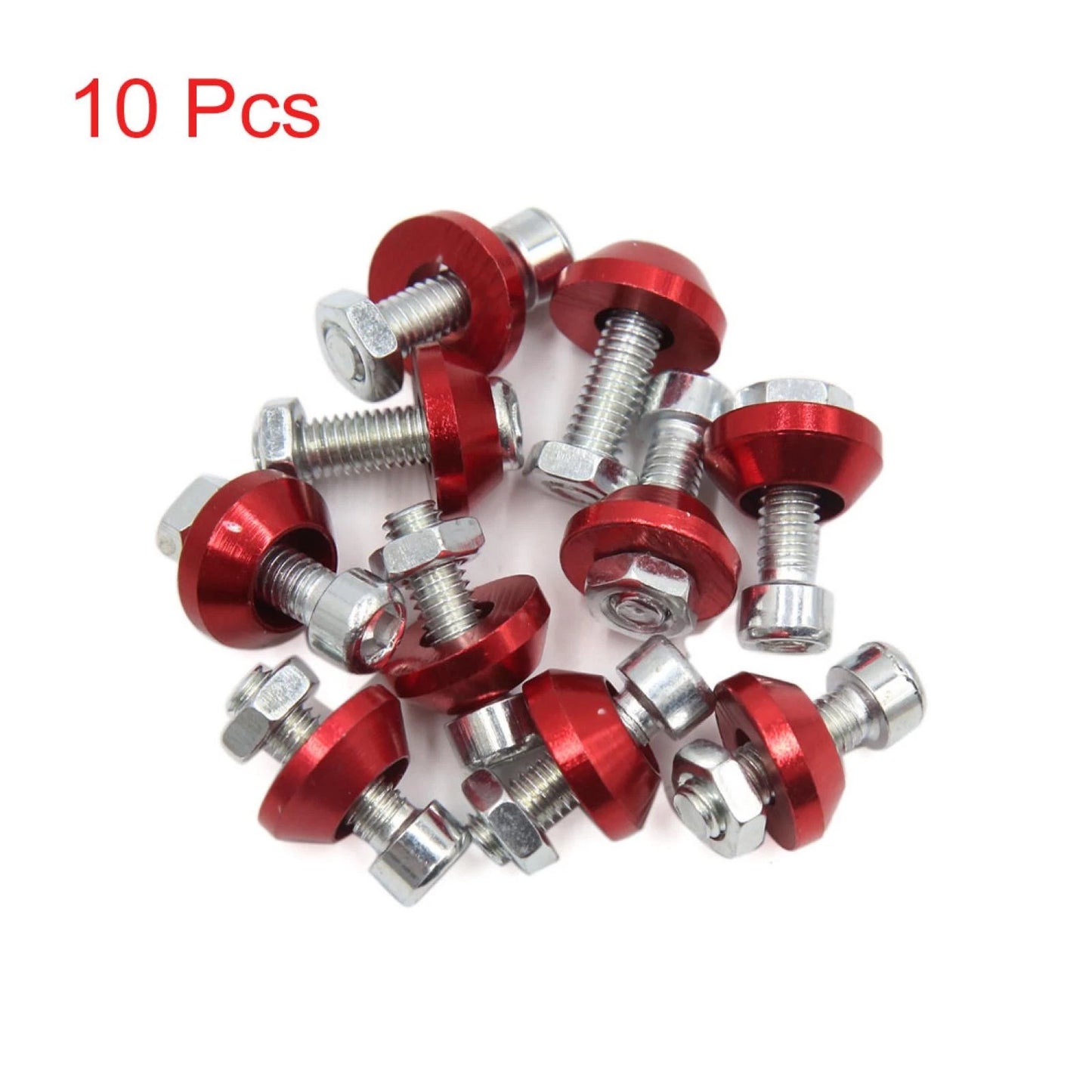 10pcs Red 6mm Thread License Plate Frame Screws Bolts Caps for Motorcycle