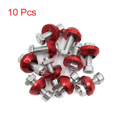 10pcs Red 6mm Thread License Plate Frame Screws Bolts Caps for Motorcycle