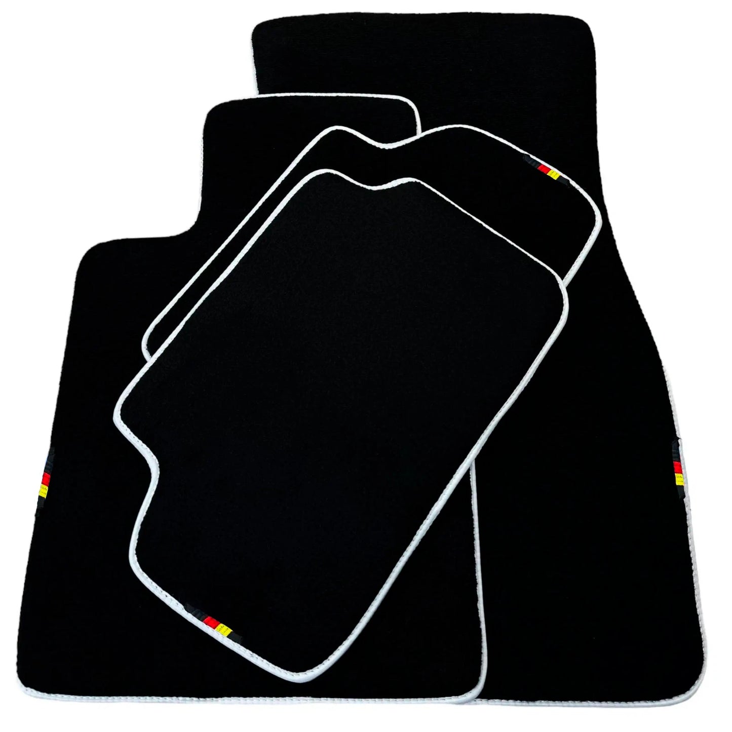 Black Floor Mats for BMW 2 Series F44 Gran Coupe with White Trim (2020-2024)