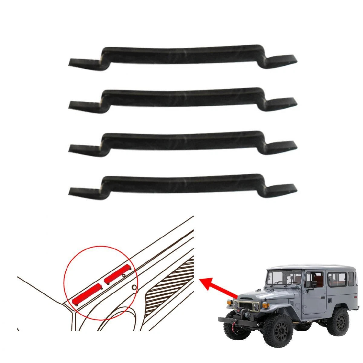 Hood Bonnet Rubber Seals Molding Trim Fits Toyota Land Cruiser FJ40 1980-84 D05
