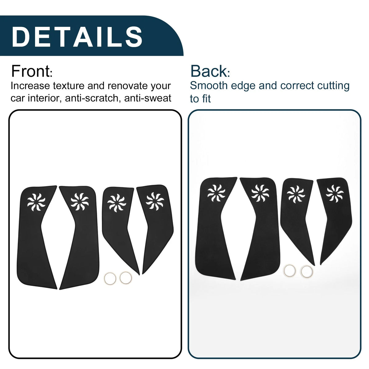 Car Door Anti Kick Pad Sticker Protector for Ford Escape (2013-2015) Black 1 Set