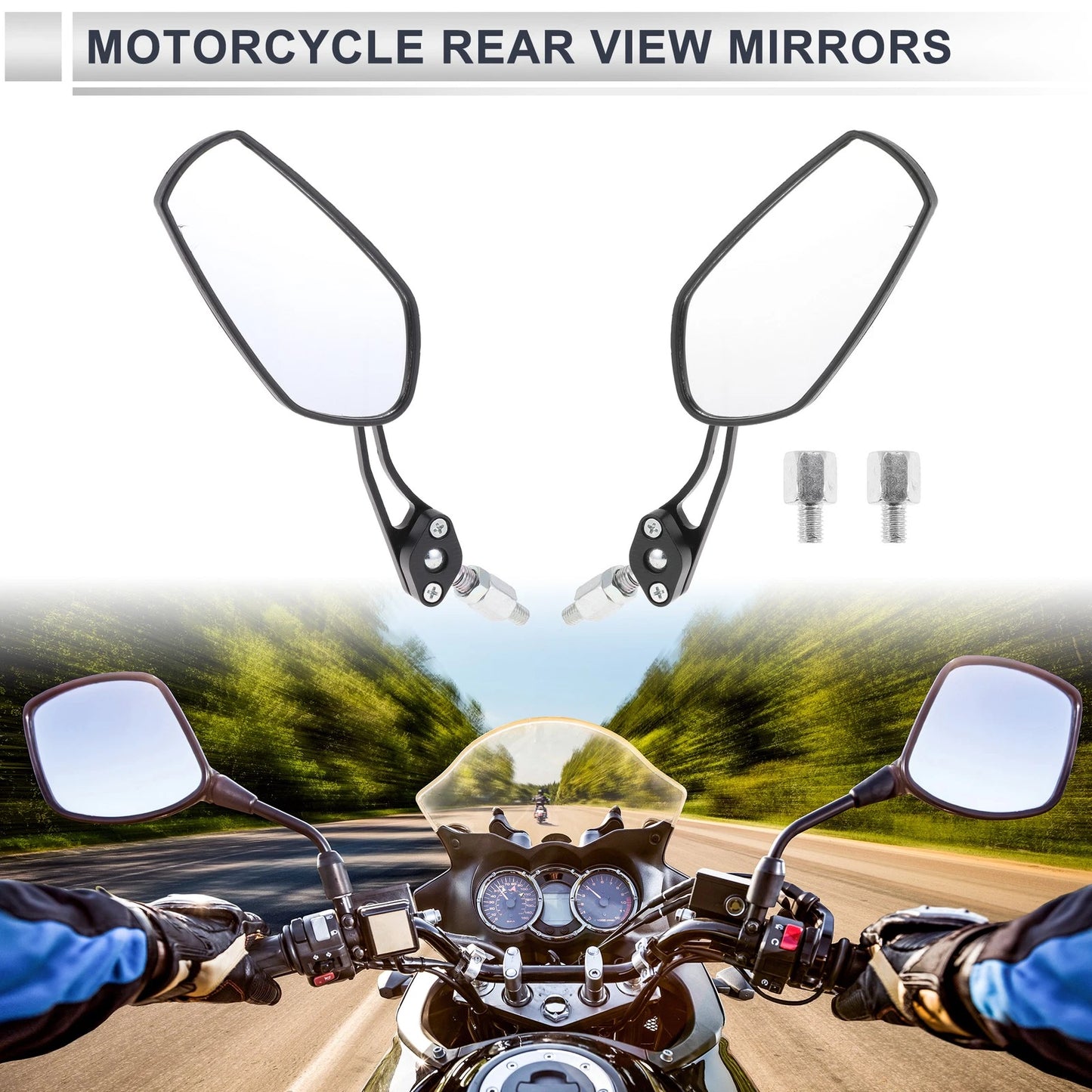 M8/M10 1 Set Rear View Mirrors for Motorcycle